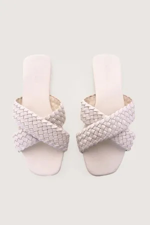 Criss Cross Braided Strap Slide Sandals