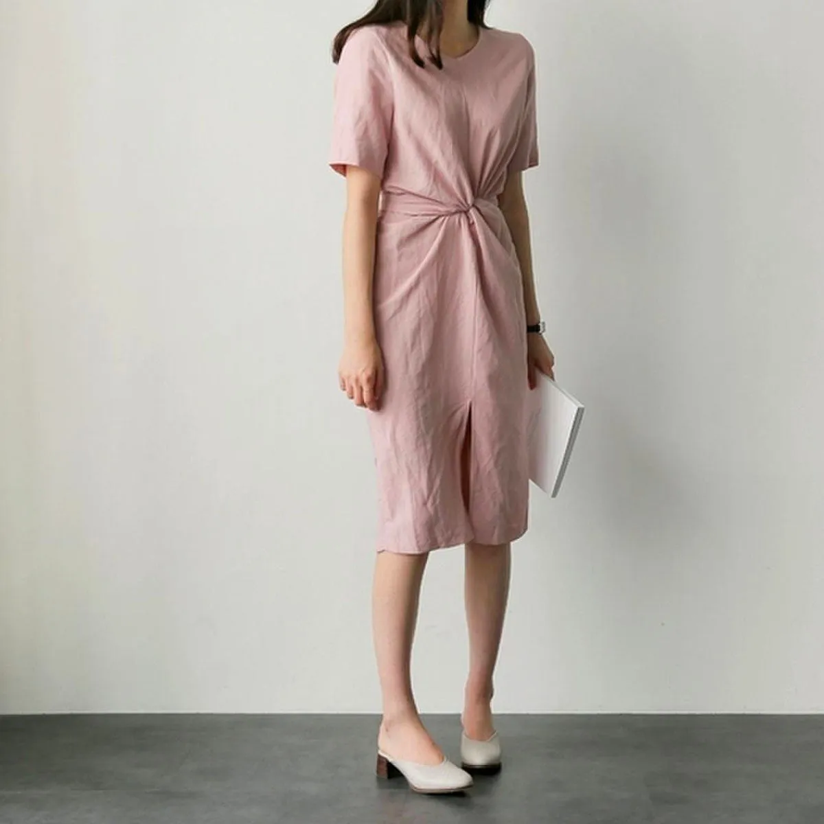 Cross Strap Split Short Sleeve Vacation Maxi Dresses