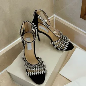 Crystal High Heels Sandals Women Rhinestone Cut Outs Wedding Shoes