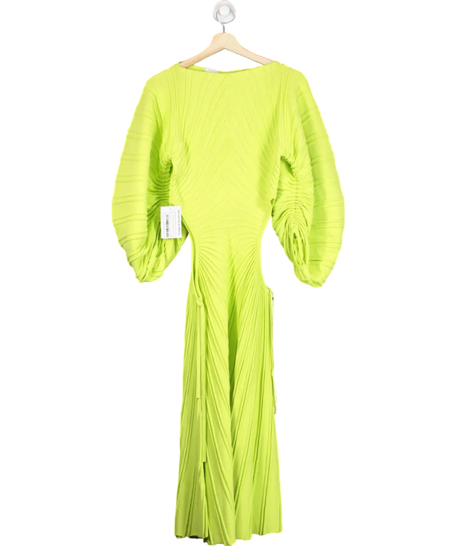 Cult Gaia Green Puff Long Sleeve Bodycon Midi Dress, Side Cut Outs UK S