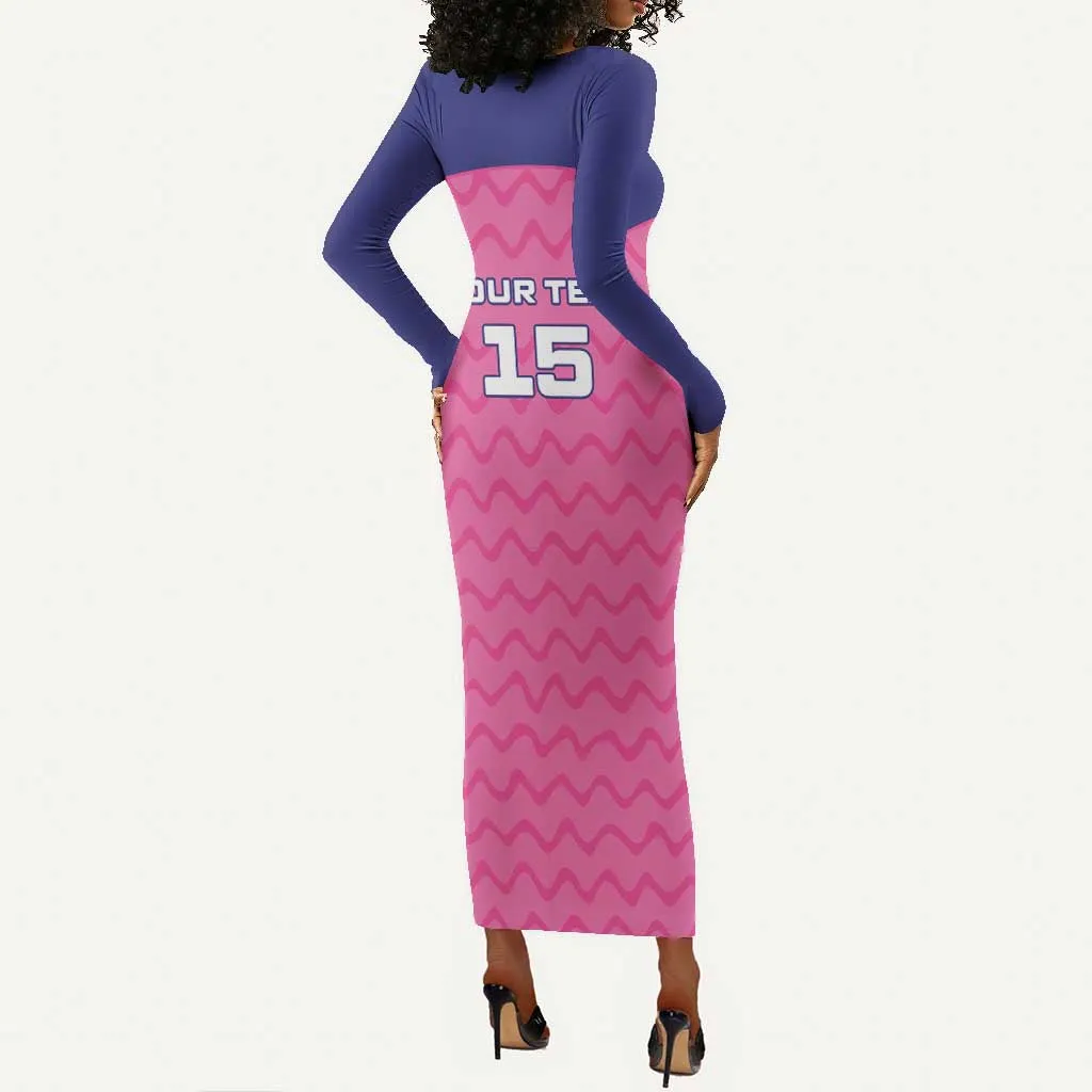 Custom Afro South Africa Cricket Long Sleeve Bodycon Dress Go Paarl LT15