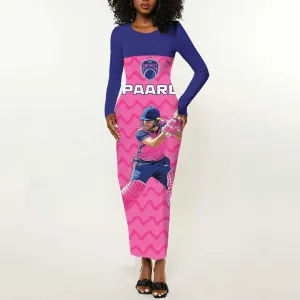 Custom Afro South Africa Cricket Long Sleeve Bodycon Dress Go Paarl LT15
