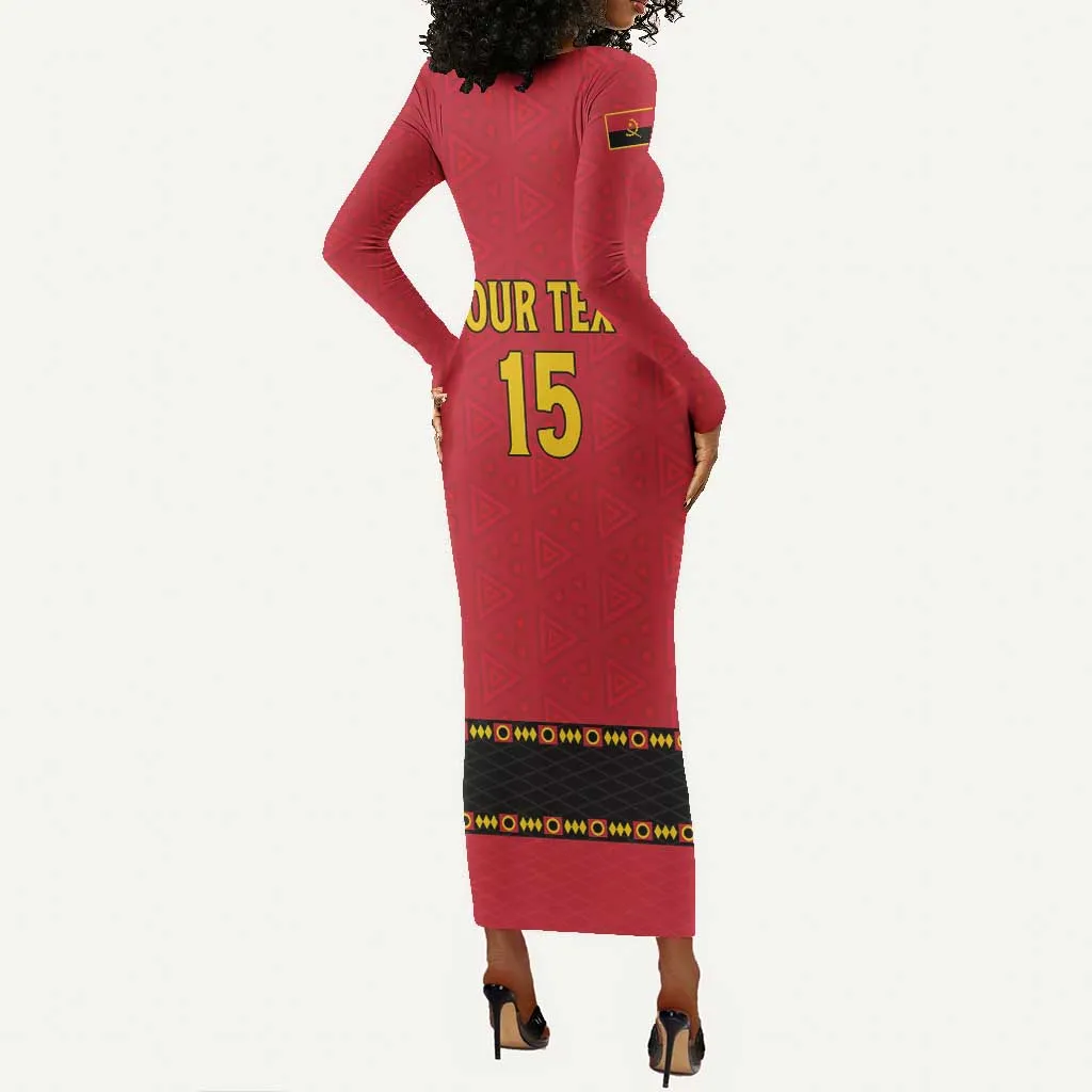 Custom Angola Football Long Sleeve Bodycon Dress Viva Palancas Negras LT15
