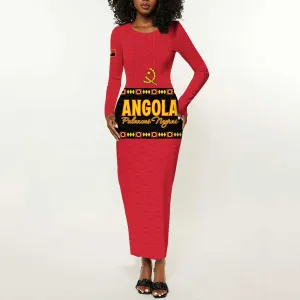 Custom Angola Football Long Sleeve Bodycon Dress Viva Palancas Negras LT15