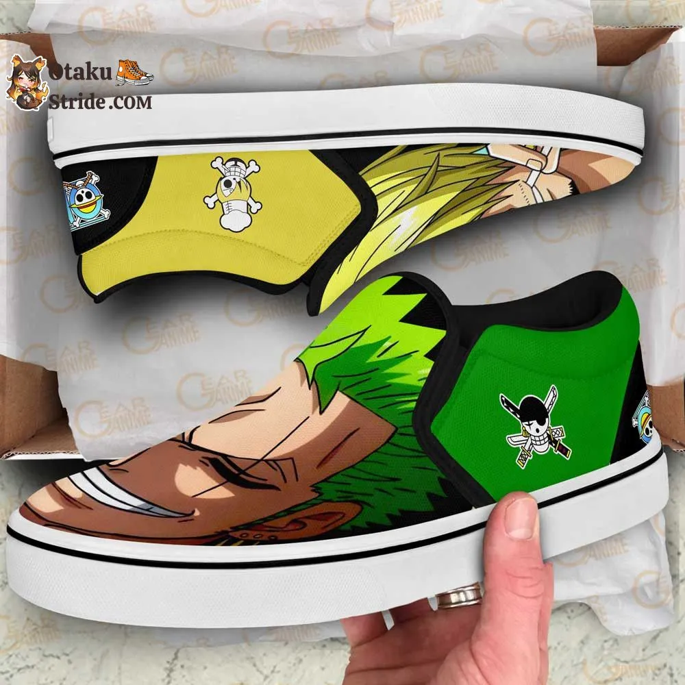 Custom Sanji and Zoro Anime Slip On Sneakers – One Piece Shoes