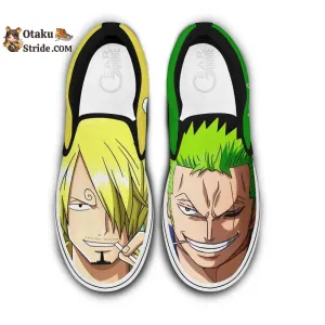 Custom Sanji and Zoro Anime Slip On Sneakers – One Piece Shoes