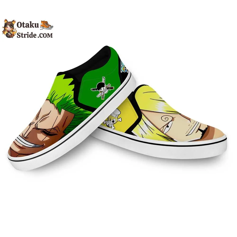 Custom Sanji and Zoro Anime Slip On Sneakers – One Piece Shoes