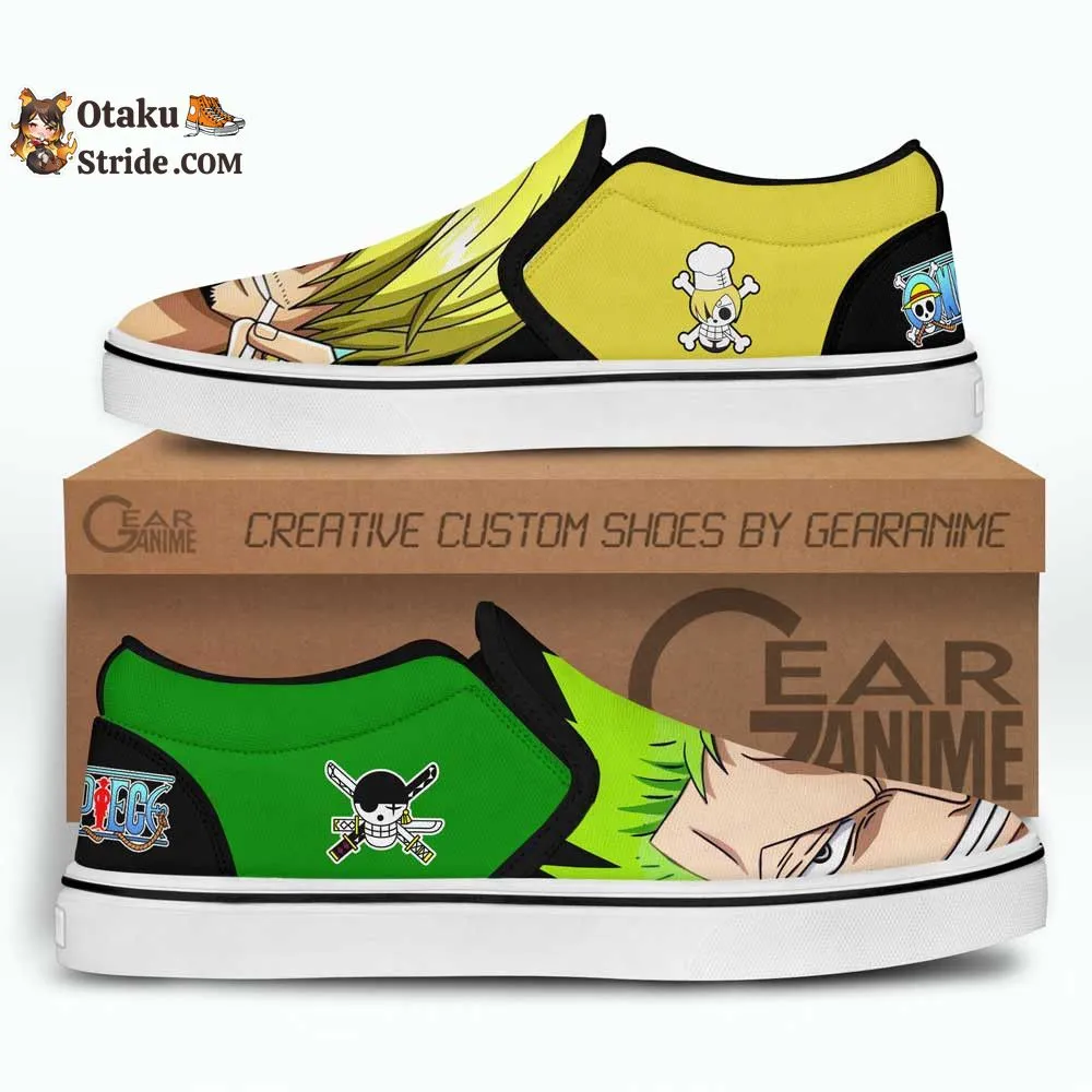 Custom Sanji and Zoro Anime Slip On Sneakers – One Piece Shoes