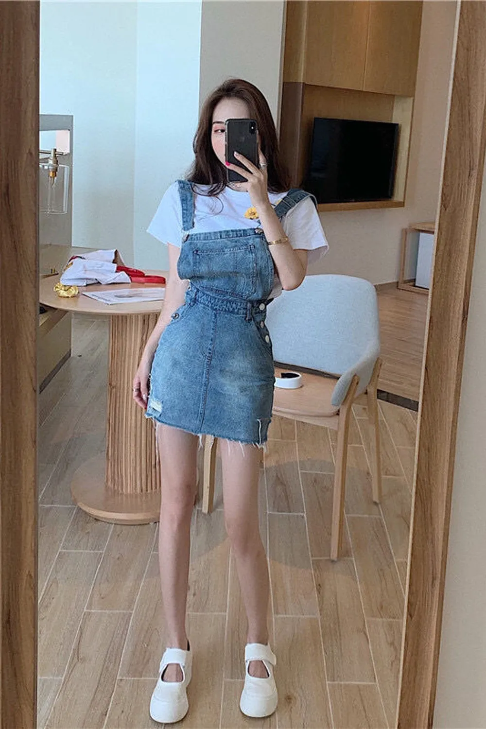 Cute Bow Skinny Denim Jumpsuit