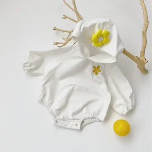 Cute Flower Long-Sleeved Hooded Sweater Romper Climbing Clothes 7M-24M