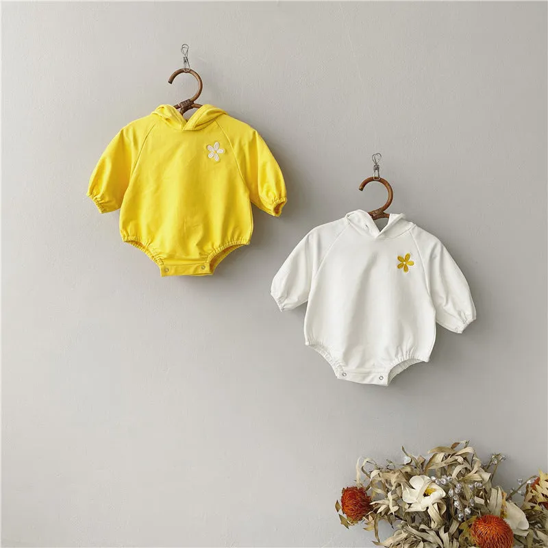 Cute Flower Long-Sleeved Hooded Sweater Romper Climbing Clothes 7M-24M