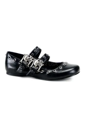 DAISY-03 Demonia Flat | Black Faux Leather