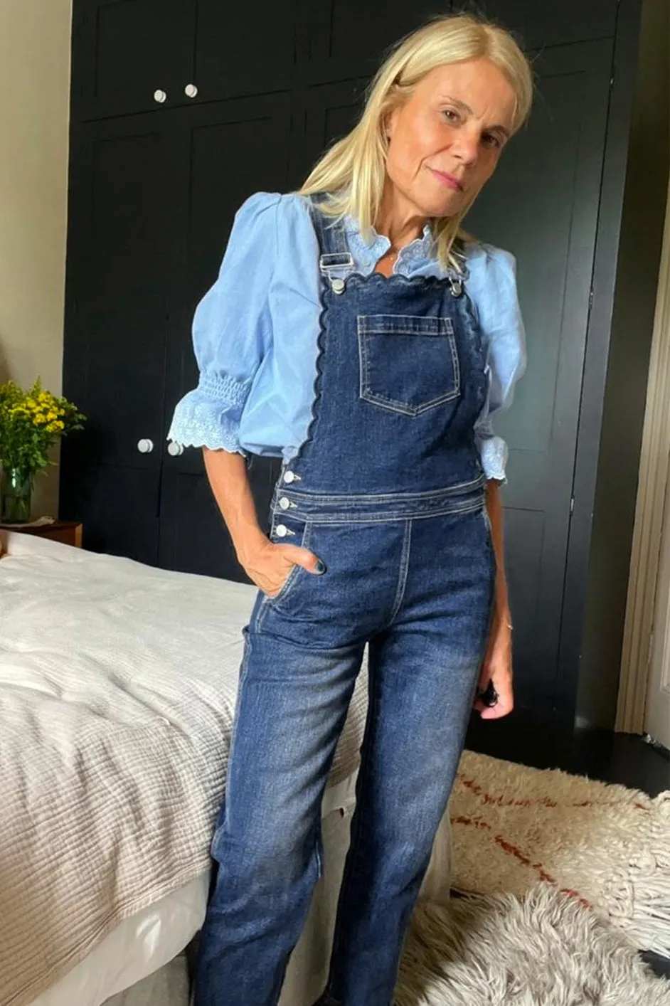 Dara Scallop Dungaree - Rinse Denim