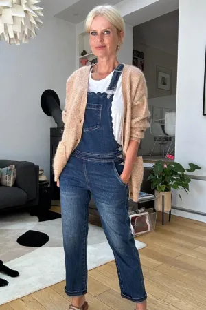 Dara Scallop Dungaree - Rinse Denim
