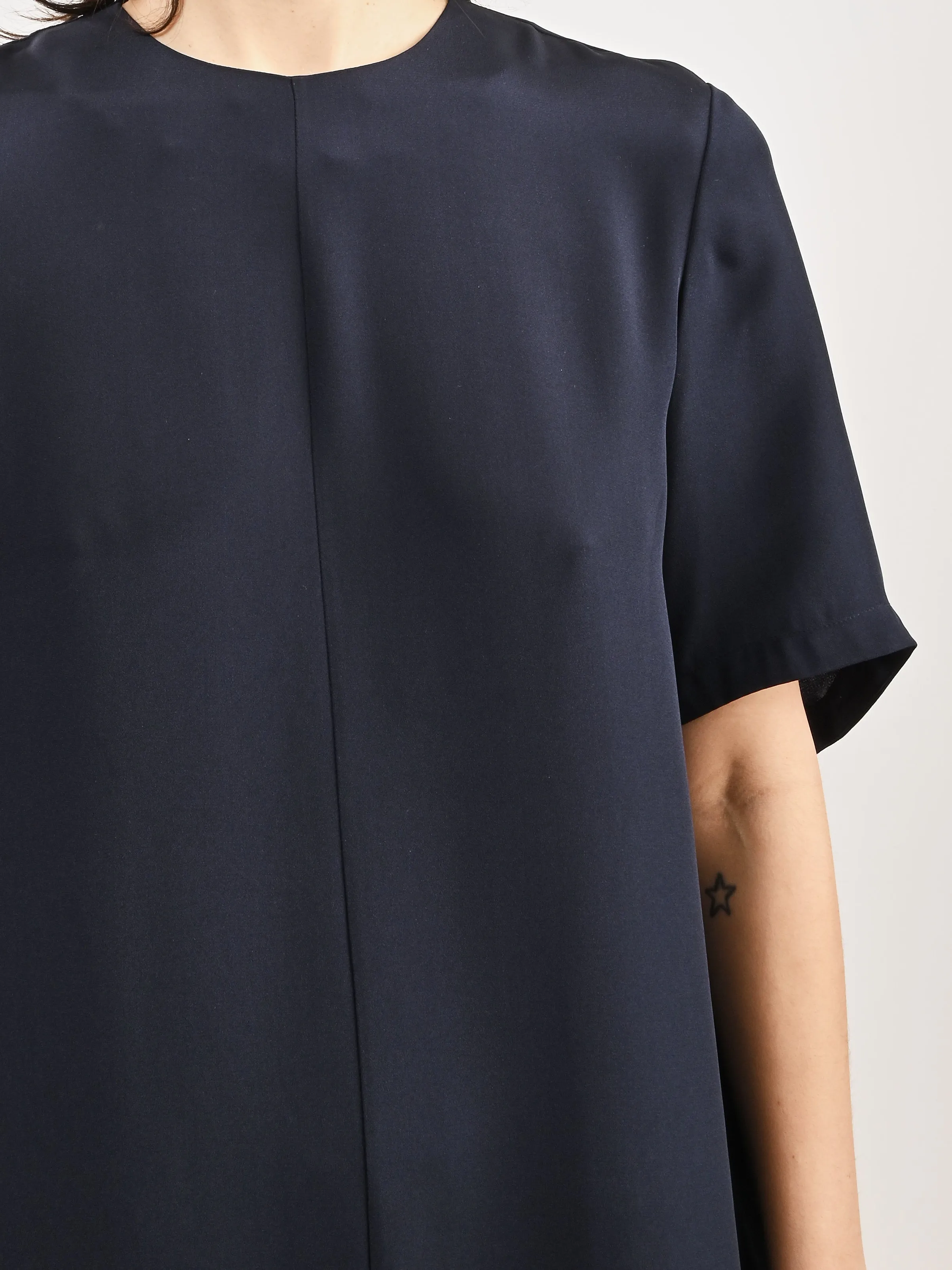 Dark Navy 4 Ply Silk T-Shirt Dress