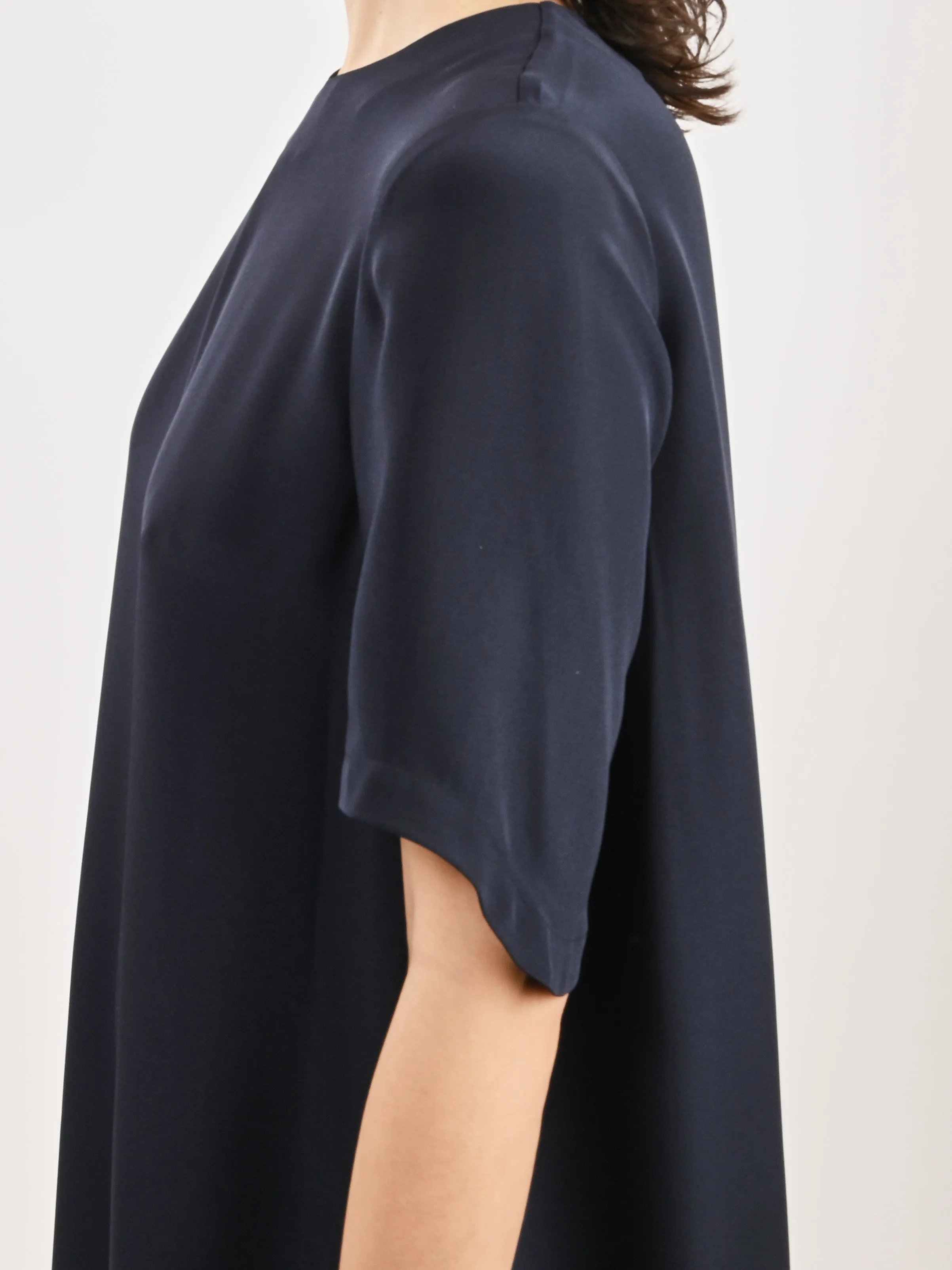 Dark Navy 4 Ply Silk T-Shirt Dress