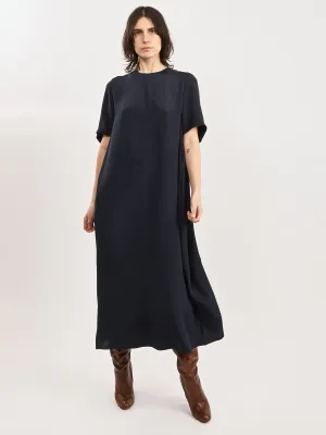 Dark Navy 4 Ply Silk T-Shirt Dress