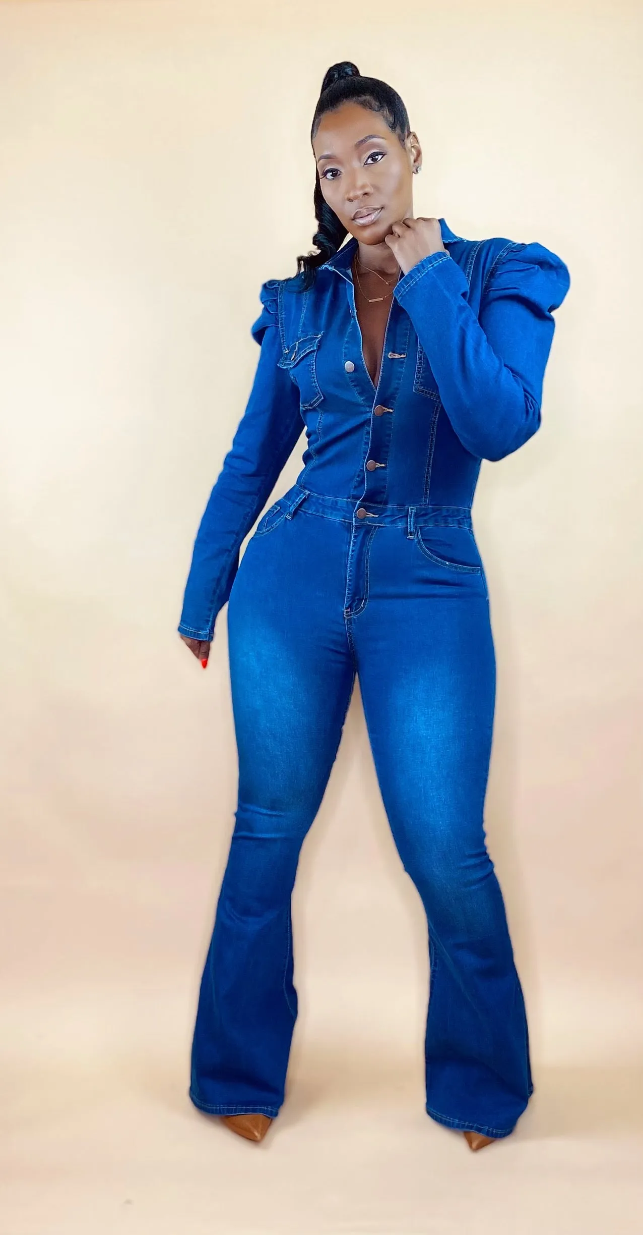DATE READY DENIM JUMPSUIT (Dark Wash)