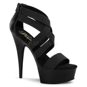 DELIGHT-669  Black Elastic Band-Faux Leather/Black