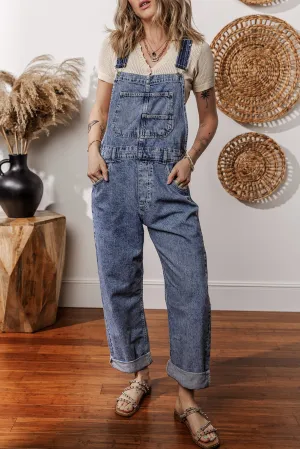 Denim Bib Straight Leg Jumpsuit