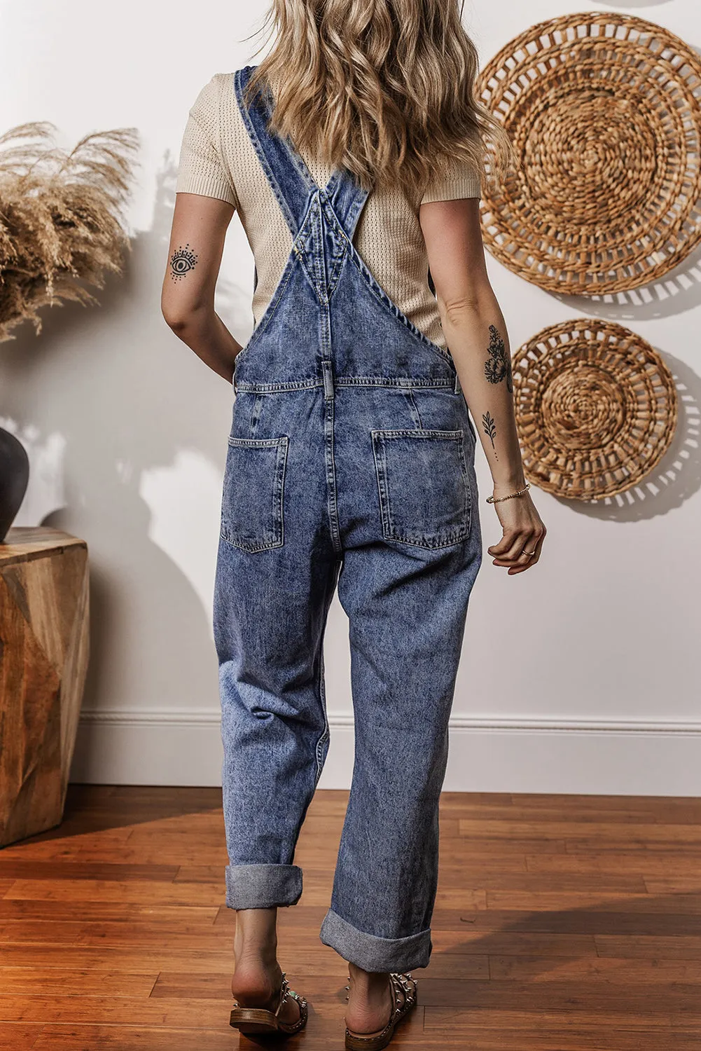 Denim Bib Straight Leg Jumpsuit