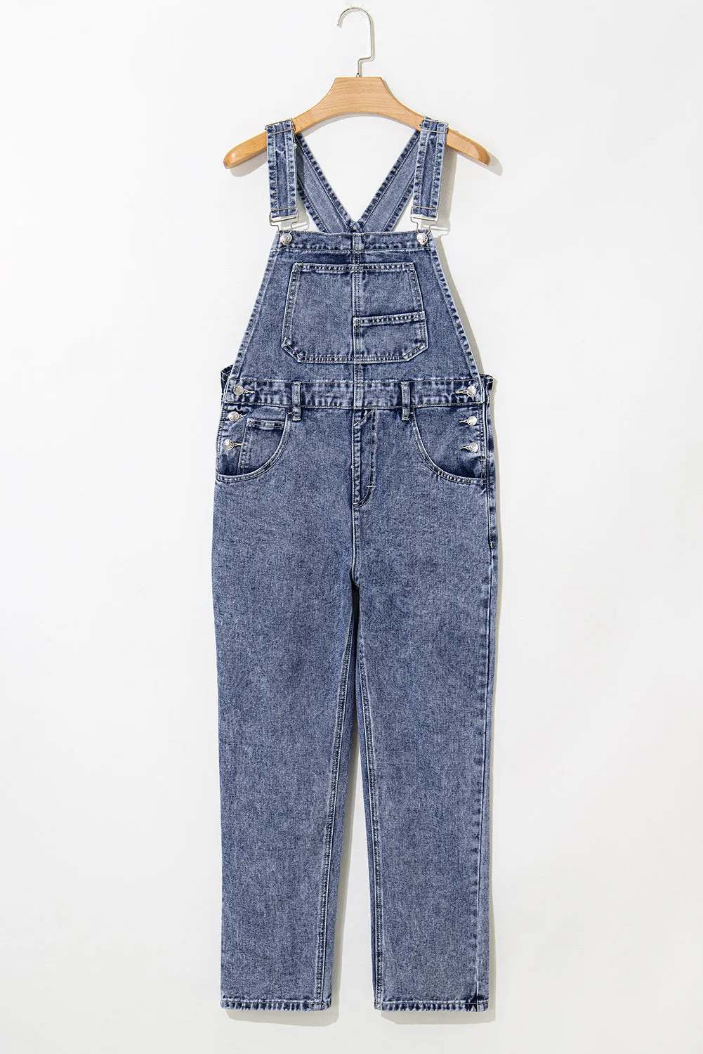 Denim Bib Straight Leg Jumpsuit