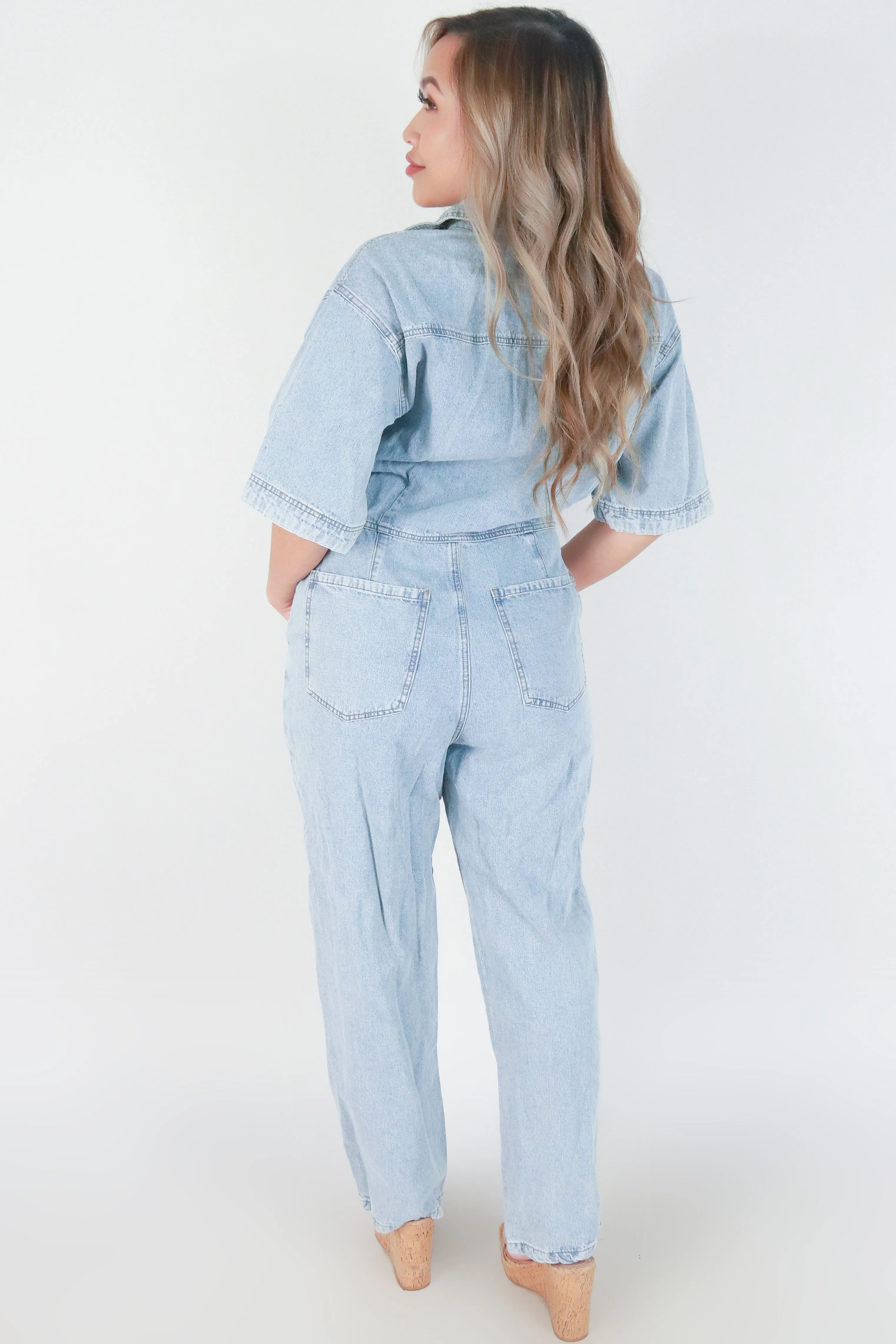 DENIM UTILITY JUMPSUIT