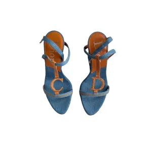 Dior Denim Butterfly Wedge Heels