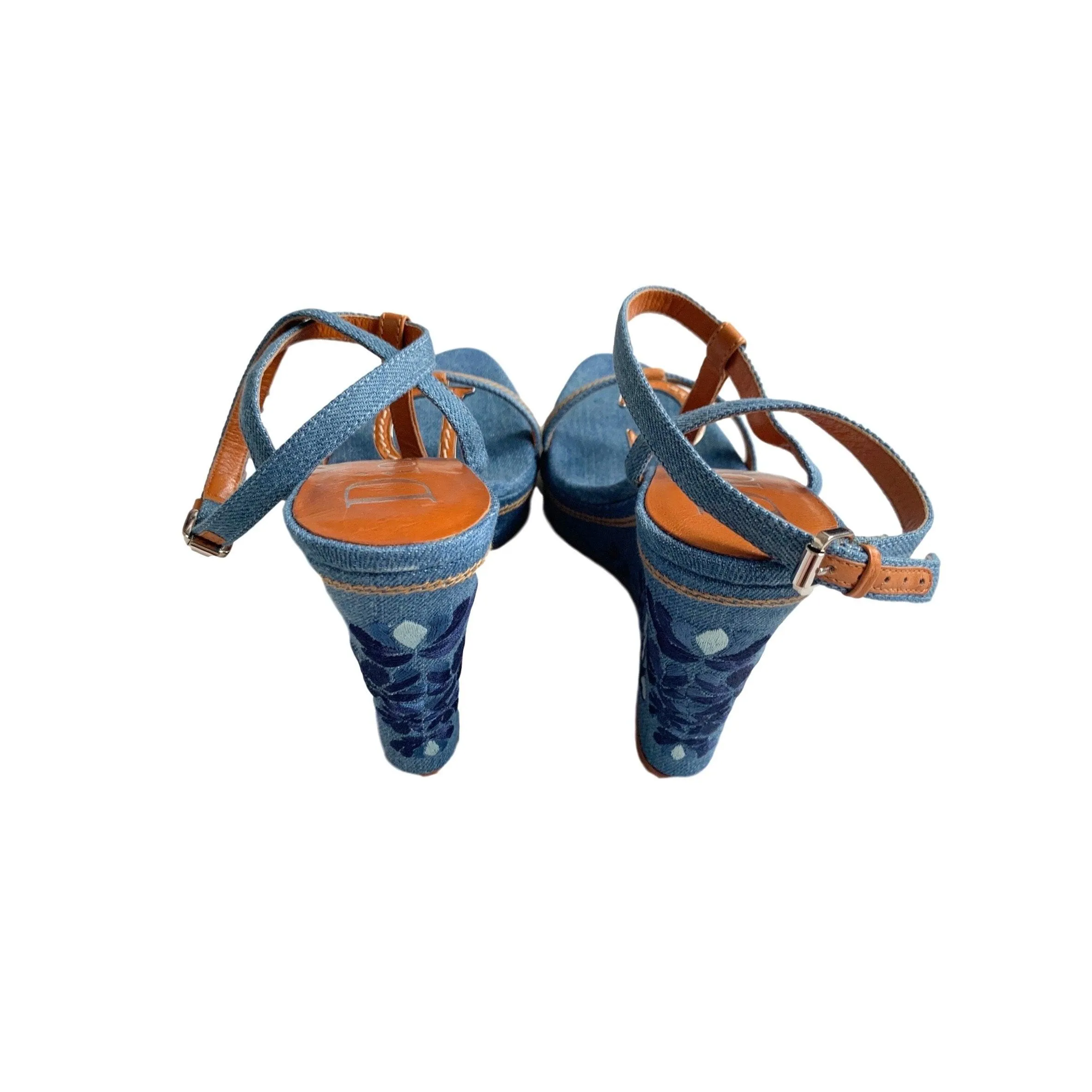Dior Denim Butterfly Wedge Heels