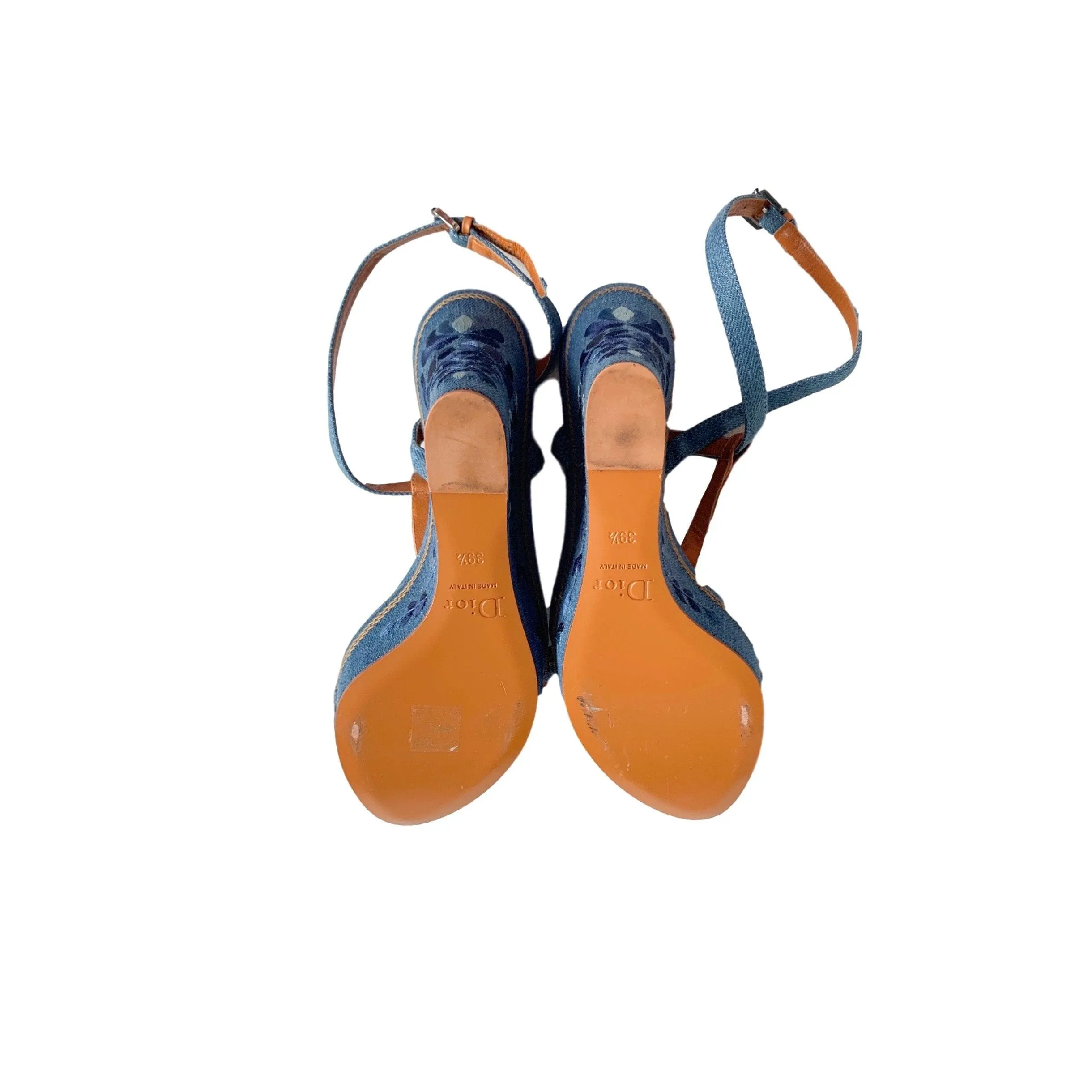 Dior Denim Butterfly Wedge Heels