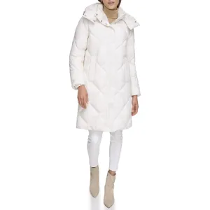 DKNY Women's Diamond Quilt Long Puffer, Pearl