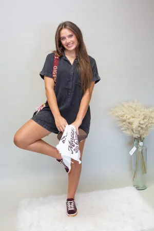 DM2033 Black Washed Denim Romper