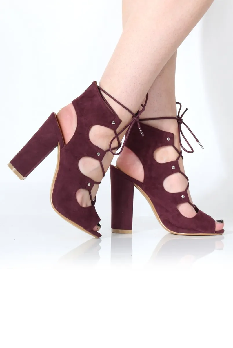 Dorris Oxblood Block Heel Lace Up
