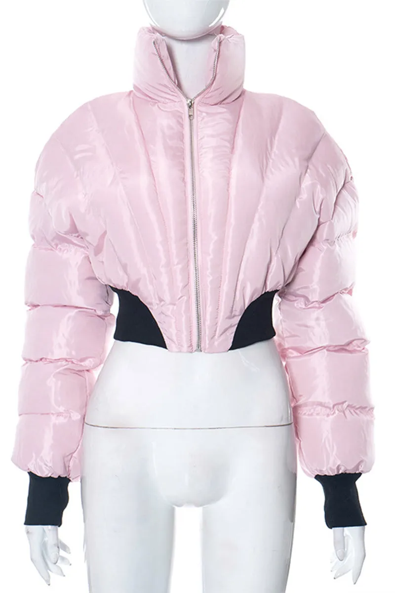 DS3149 Puffer Crop Jacket Coat Outerwear