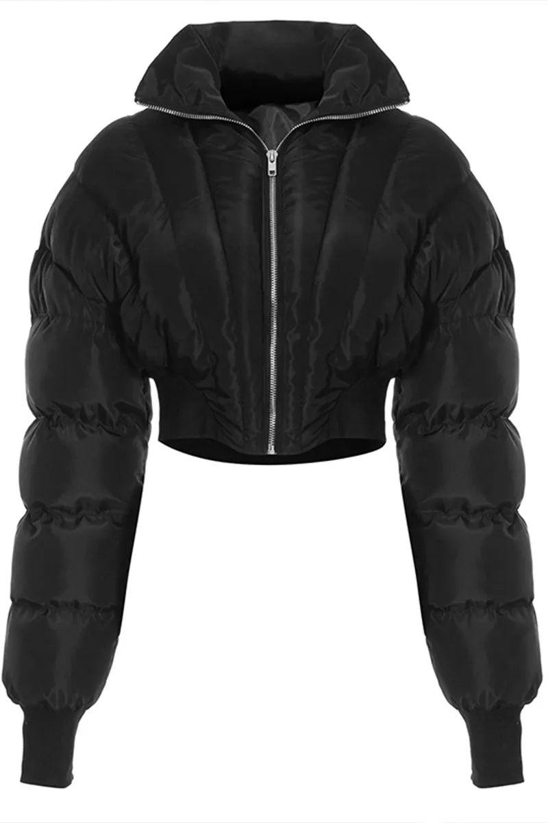 DS3149 Puffer Crop Jacket Coat Outerwear