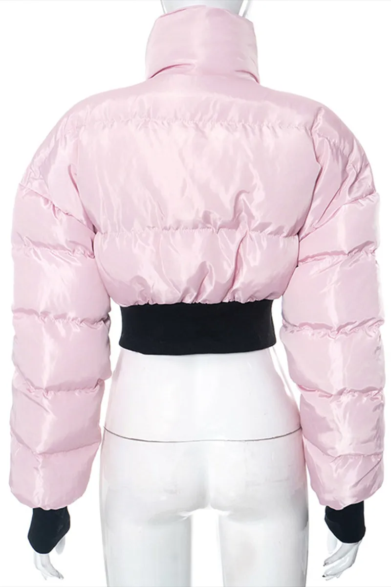 DS3149 Puffer Crop Jacket Coat Outerwear