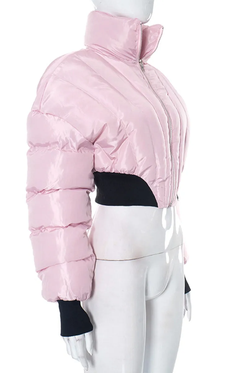 DS3149 Puffer Crop Jacket Coat Outerwear