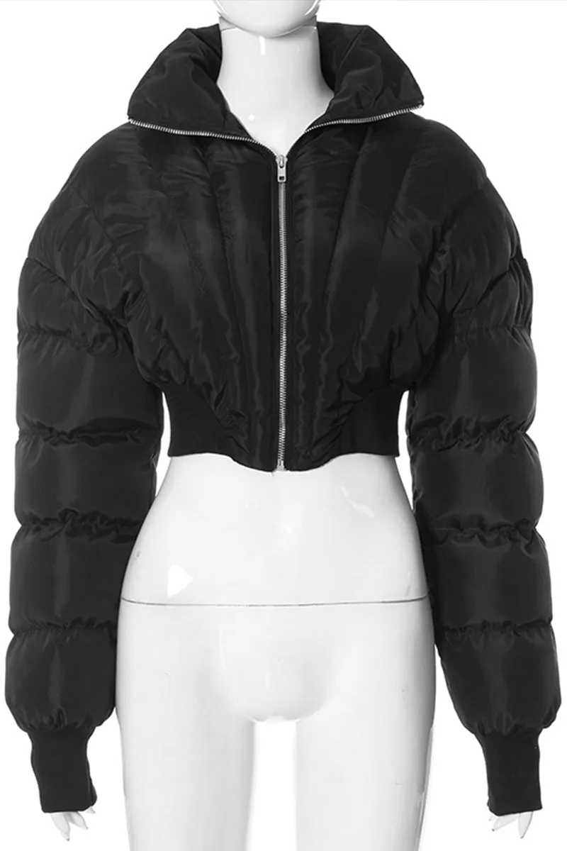 DS3149 Puffer Crop Jacket Coat Outerwear