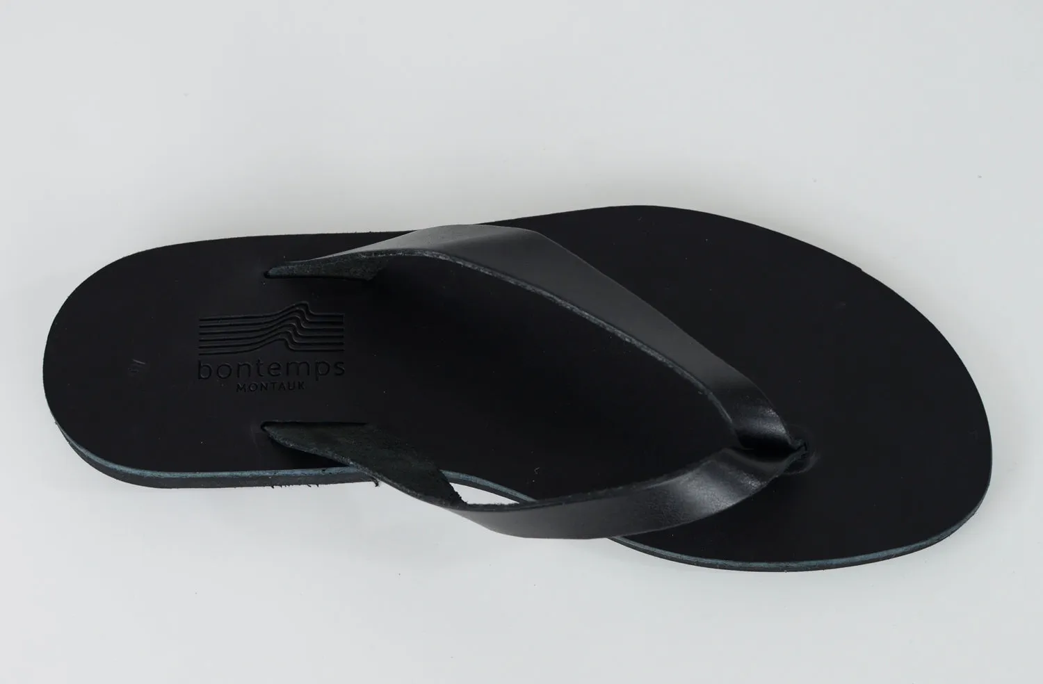 DYONISOS BLACK LEATHER FLIP-FLOPS