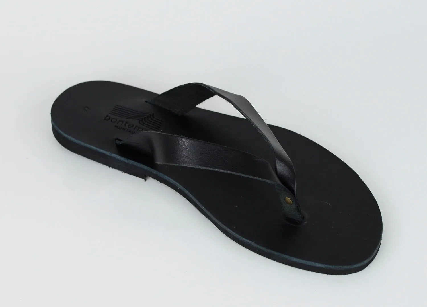 DYONISOS BLACK LEATHER FLIP-FLOPS