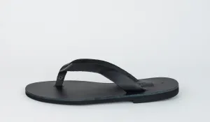 DYONISOS BLACK LEATHER FLIP-FLOPS