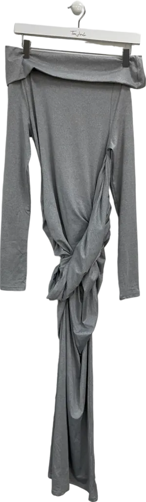 Ego Bardot Ruched Maxi Bodycon Dress In Grey UK S