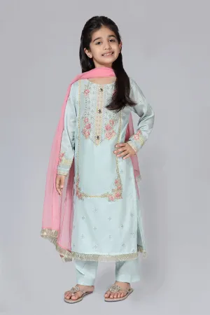 Eid Dress for Kids in Turquoise Color #N9015
