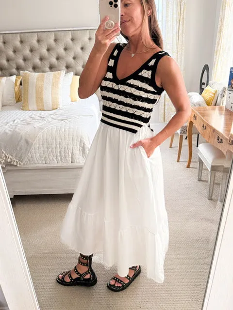 Elan Mixed Material Maxi Dress