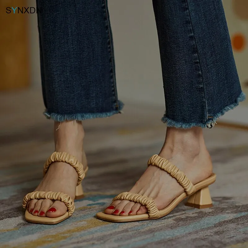 Elegant Women Sandals Slip On High Heels