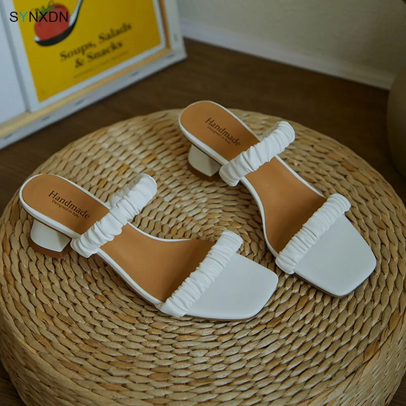 Elegant Women Sandals Slip On High Heels