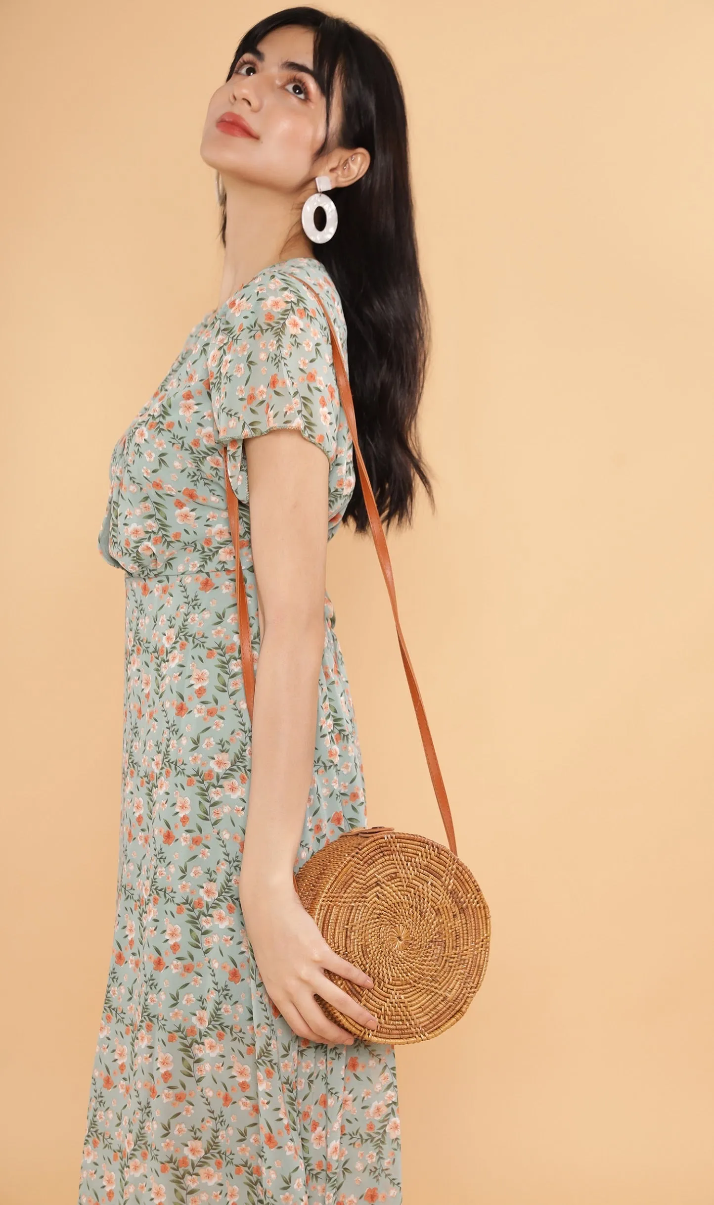 ERIS Floral Midi Dress (Sage)