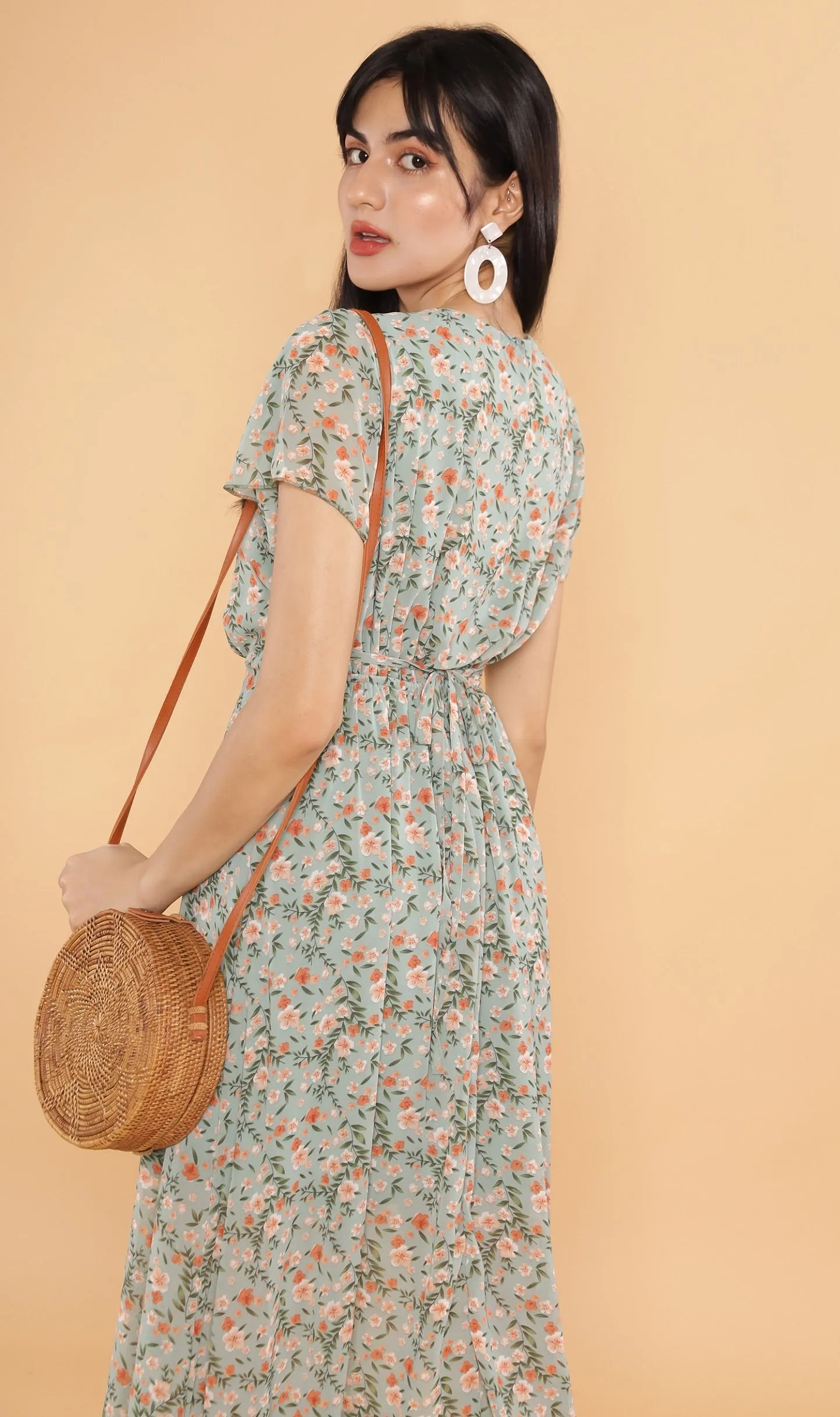 ERIS Floral Midi Dress (Sage)