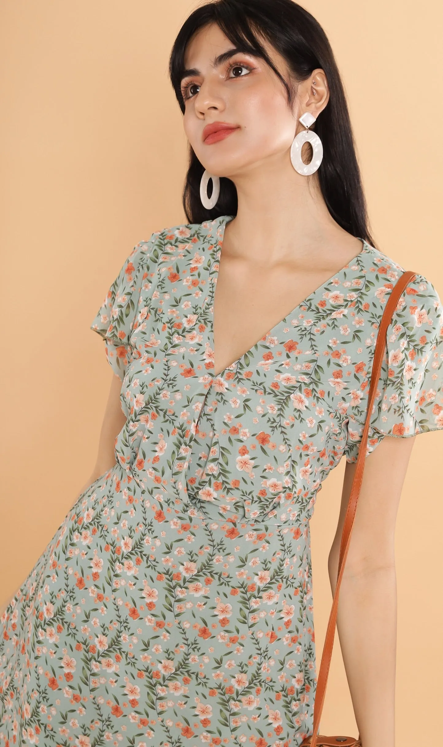 ERIS Floral Midi Dress (Sage)