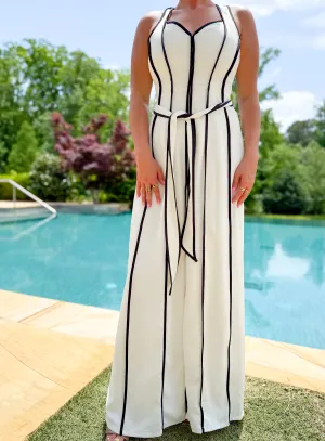 Evelyn Contrasting Halter Jumpsuit
